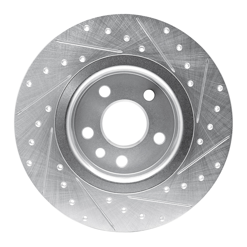 Jaguar E-Pace Brake Rotor (1) - Rear Left - R1 Concepts - Drilled & Slotted - Silver - `15-`20
